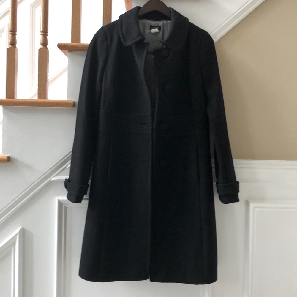 J. Crew Black Wool Blend Peacoat
